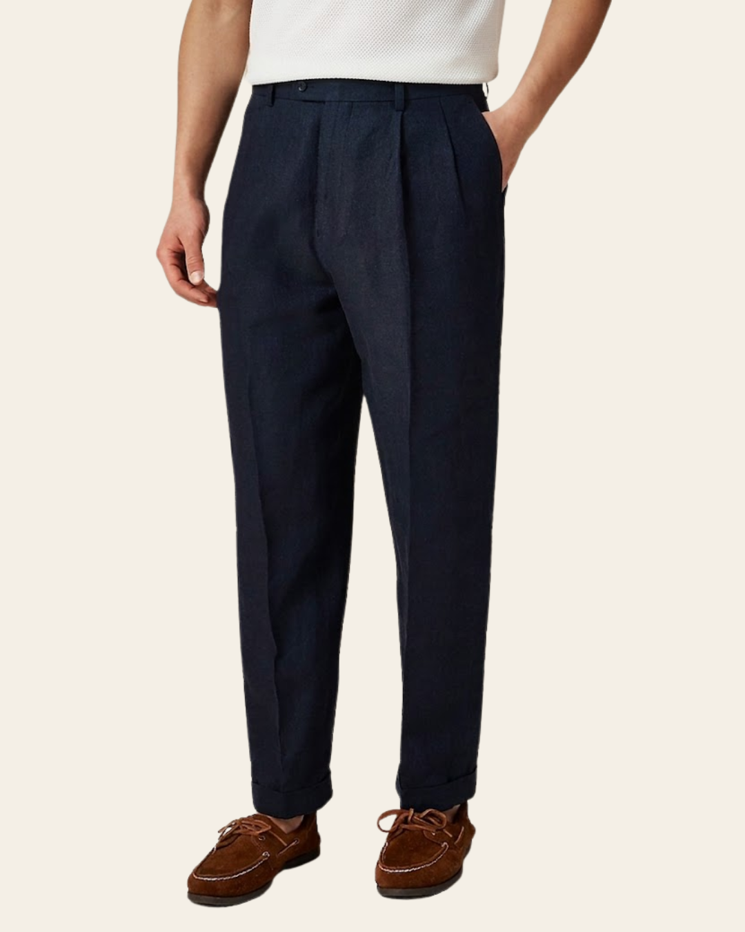 Relaxed-Fit Double-Pleated Trouser In Linen Herringbone J.Crew