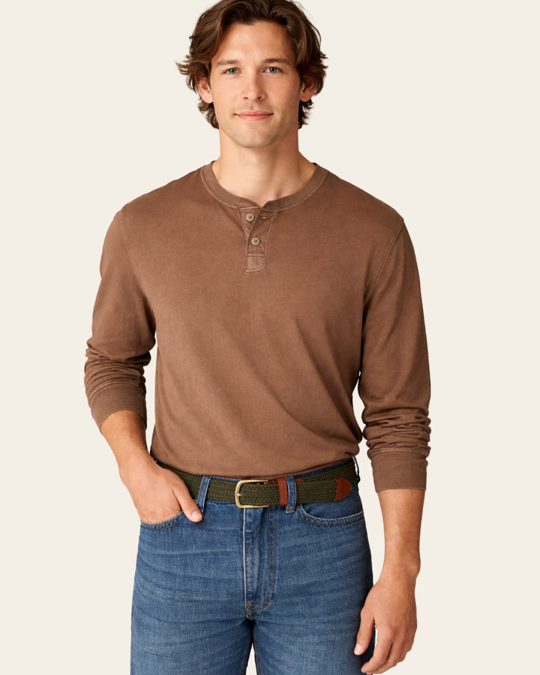 Vintage-Wash Cotton Henley By J.Crew