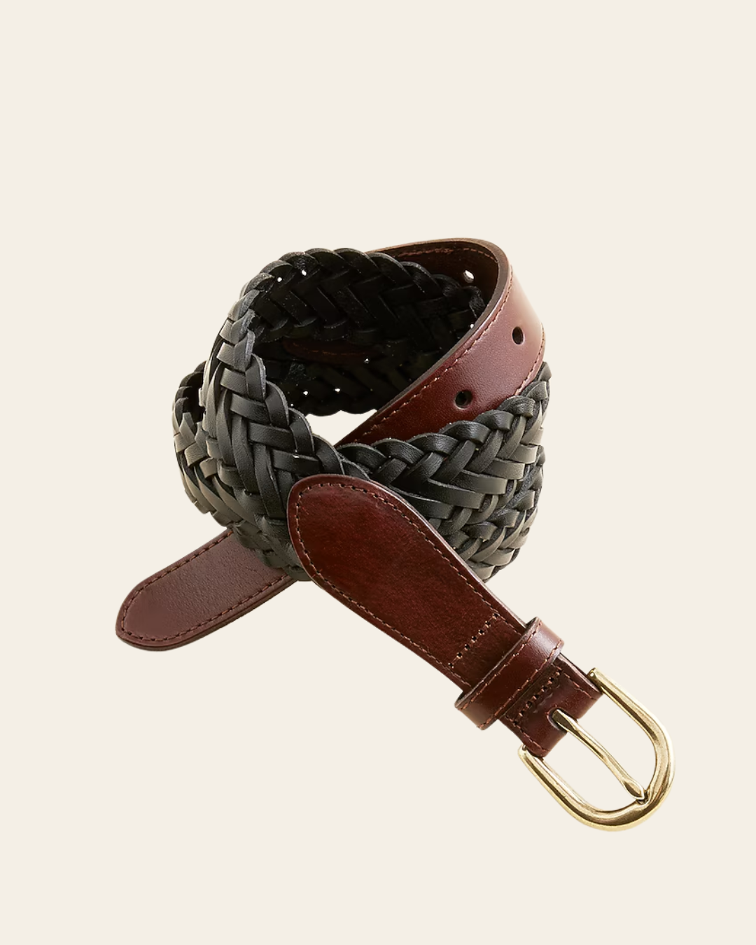 Two-Tone Braided Italian Leather Belt With Round Buckle By J.Crew